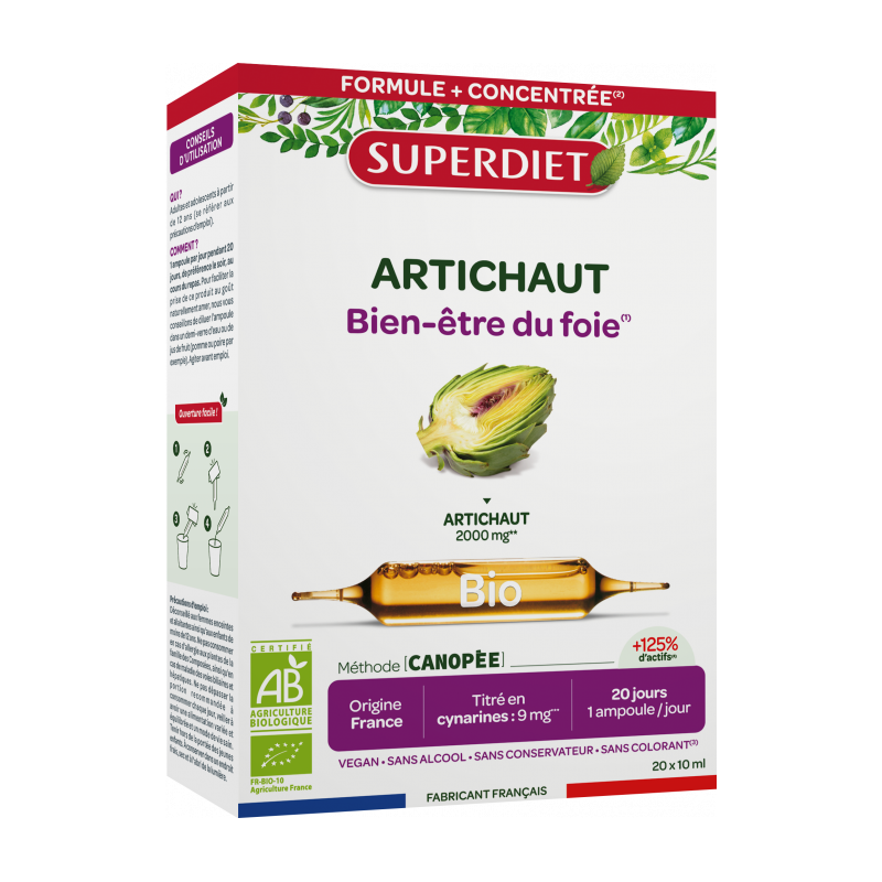Artichaut bio Superdiet 20 ampoules
