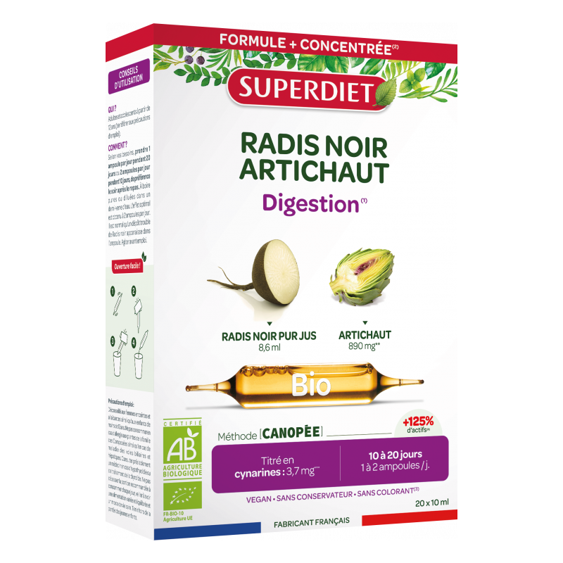 Radis noir artichaut Superdiet 20 ampoules Super Diet  dans votre magasin bio en ligne Etiketbio.eu