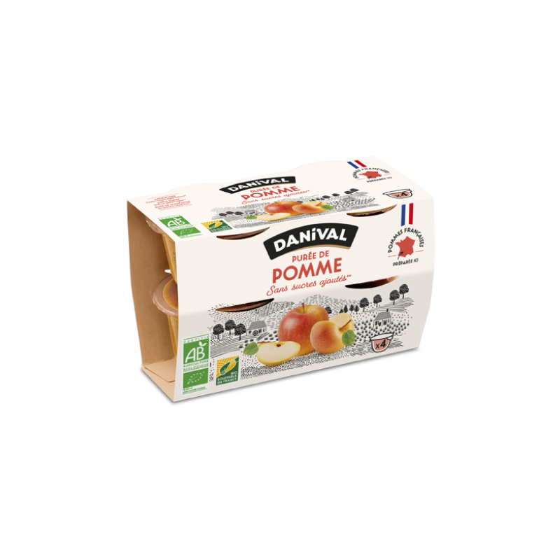 Purée pomme bio Danival 4x100g Danival  dans votre magasin bio en ligne Etiketbio.eu