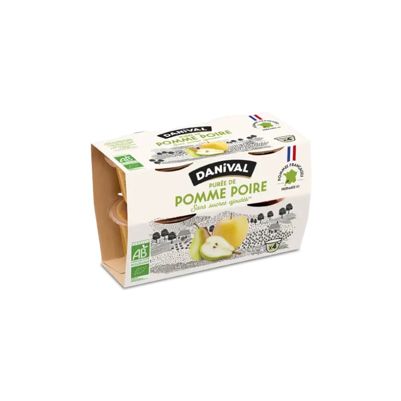 Purée pomme poire bio Danival 4x100g Danival  dans votre magasin bio en ligne Etiketbio.eu
