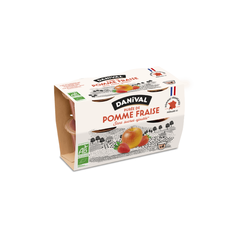 Purée pomme fraise bio Danival 4x100g Danival  dans votre magasin bio en ligne Etiketbio.eu