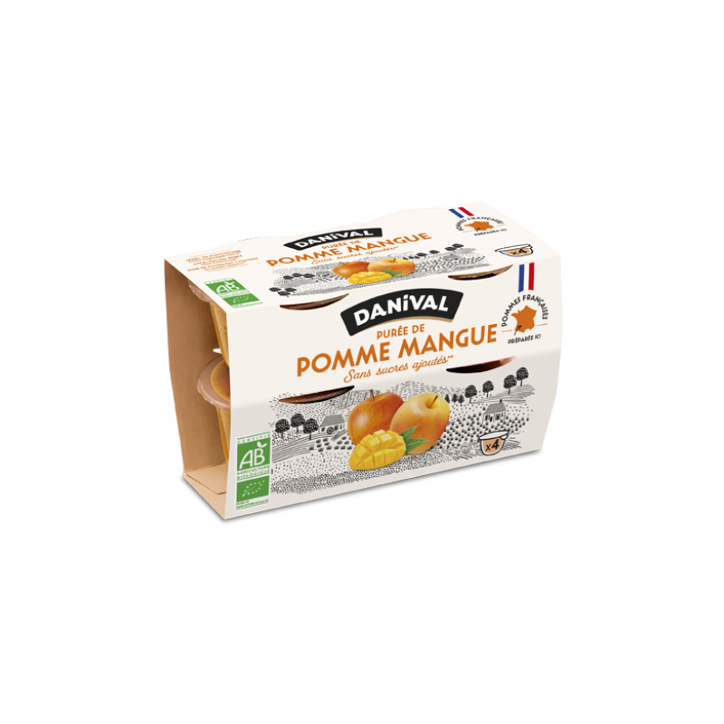 Purée pomme mangue bio Danival 4x100g Danival  dans votre magasin bio en ligne Etiketbio.eu