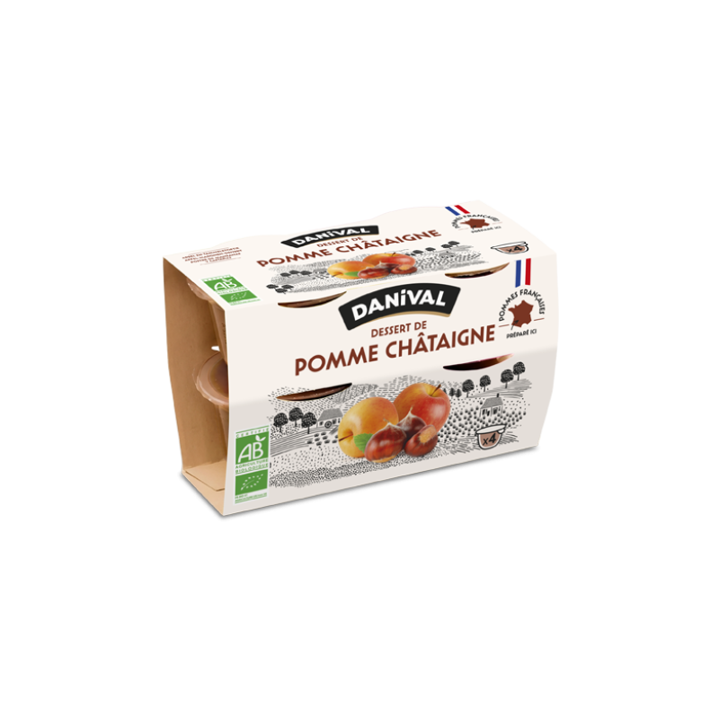 Dessert pomme châtaigne Danival 4x100g Danival  dans votre magasin bio en ligne Etiketbio.eu