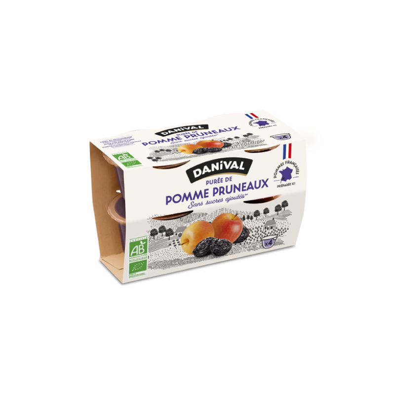 Purée pomme pruneau bio Danival 4x100g Danival  dans votre magasin bio en ligne Etiketbio.eu