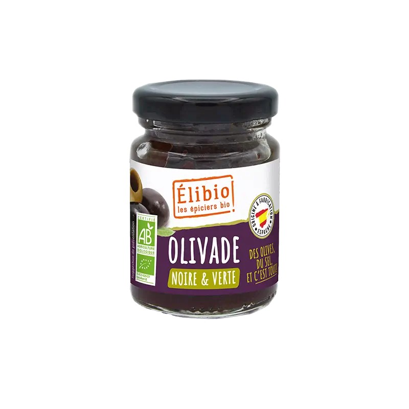 Olivade bio olives noires et vertes Elibio 100g Elibio  dans votre magasin bio en ligne Etiketbio.eu