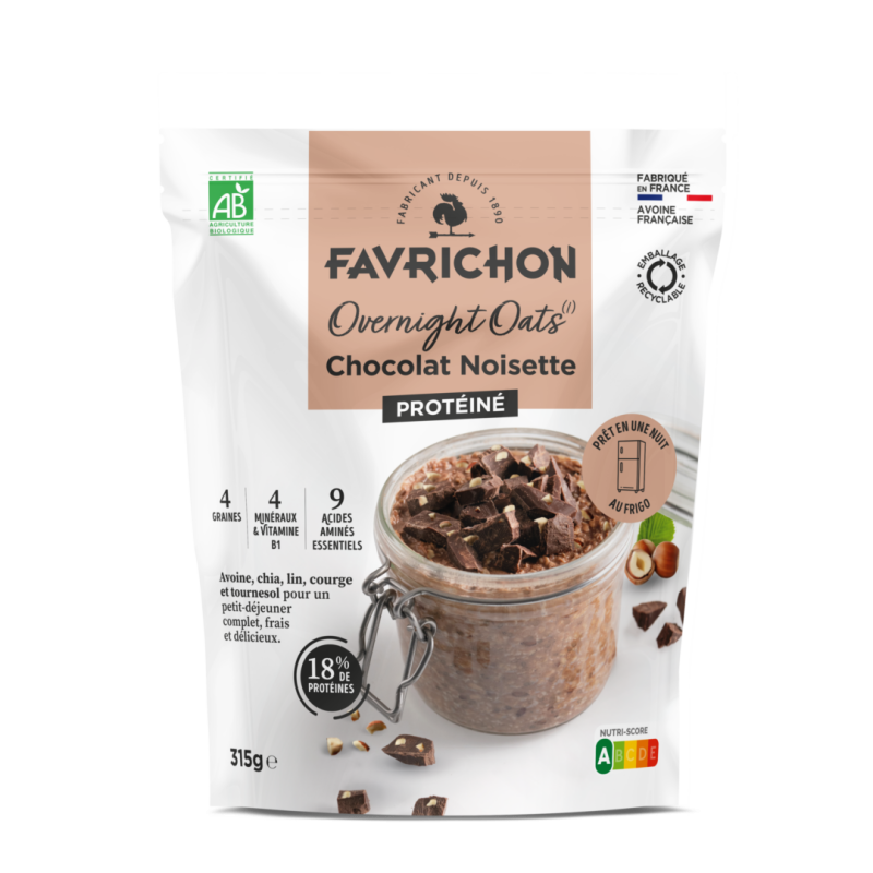 Overnight Oats Protéiné Chocolat Favrichon 315g Favrichon  dans votre magasin bio en ligne Etiketbio.eu