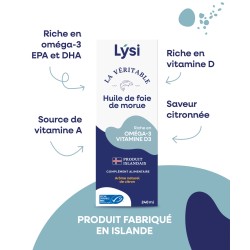 Huile foie de morue citron Lysi 240ml Lysi oméga  dans votre magasin bio en ligne Etiketbio.eu