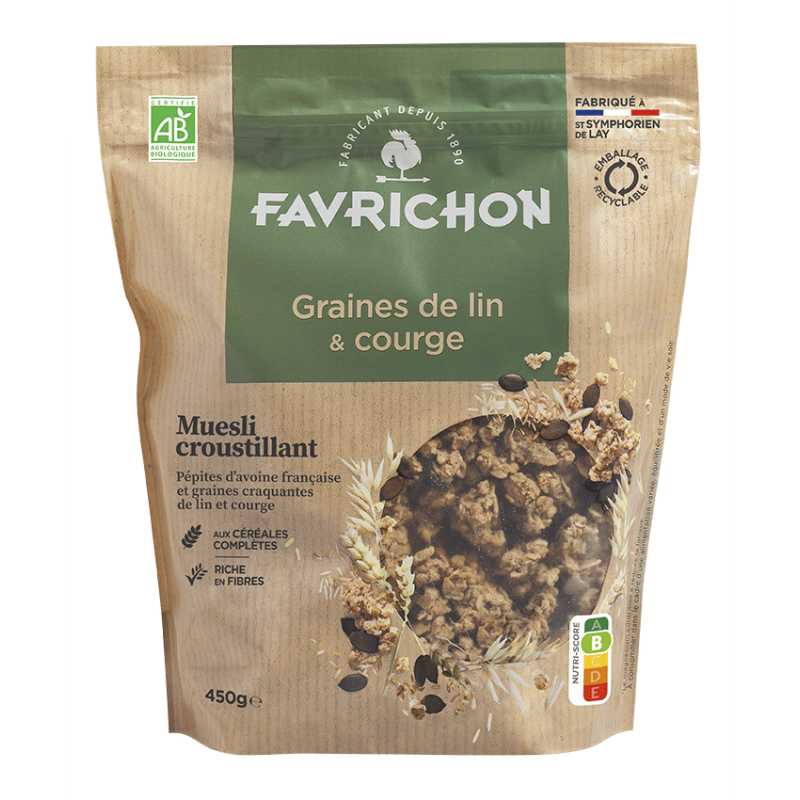Muesli lin courge Favrichon 450g Favrichon  dans votre magasin bio en ligne Etiketbio.eu