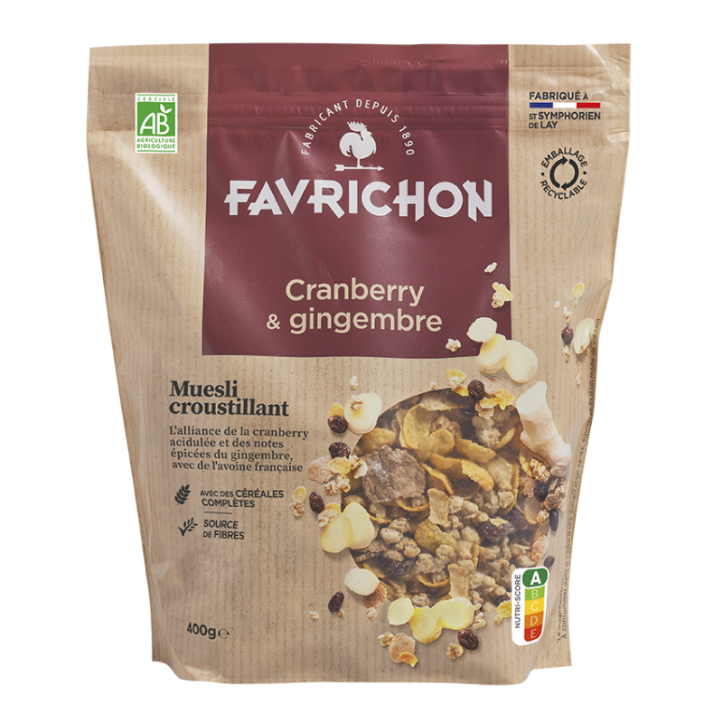 Muesli cranberry gingembre Favrichon 400g Favrichon  dans votre magasin bio en ligne Etiketbio.eu