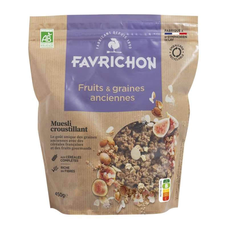 Muesli fruits graines Favrichon 450g Favrichon  dans votre magasin bio en ligne Etiketbio.eu