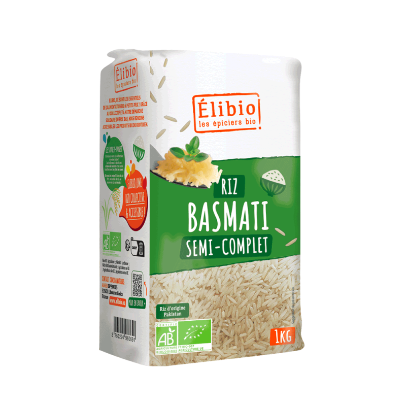 Riz basmati demi-complet bio Elibio 1kg Elibio  dans votre magasin bio en ligne Etiketbio.eu