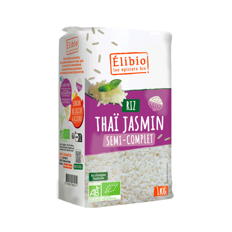 Riz thaï demi-complet bio Elibio 1kg – jasmin
