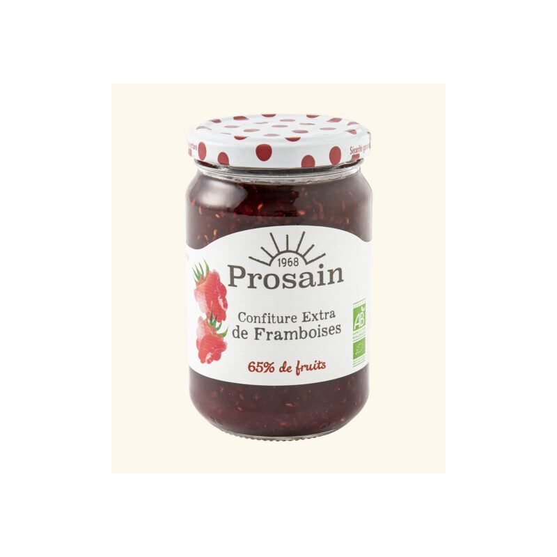 Confiture framboise extra bio Prosain 350g Prosain  dans votre magasin bio en ligne Etiketbio.eu