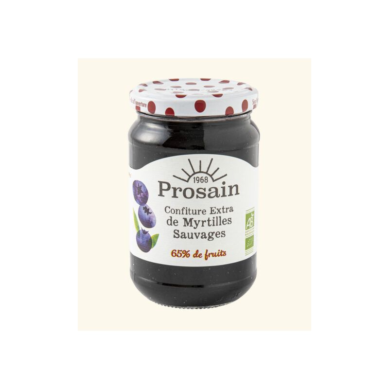 Confiture myrtilles sauvages bio Prosain 350g Prosain  dans votre magasin bio en ligne Etiketbio.eu