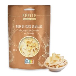 Noix de coco bio en lamelles 100g Pépite Pépite  dans votre magasin bio en ligne Etiketbio.eu