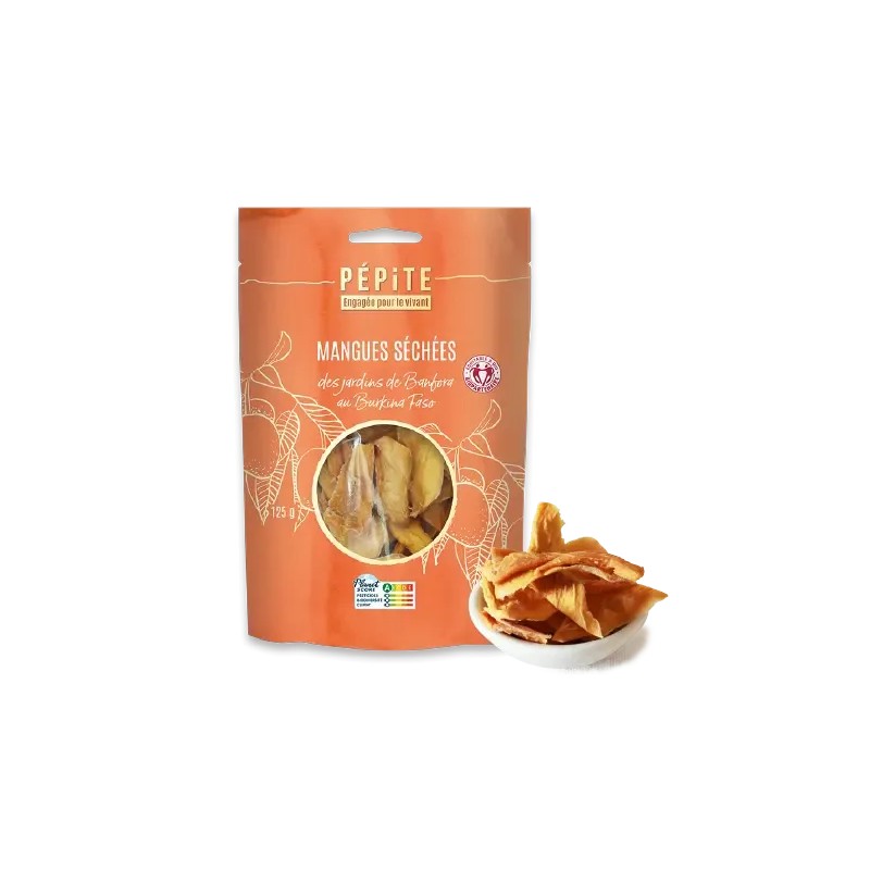 Mangues séchées bio en lamelles 125g Pépite Pépite  dans votre magasin bio en ligne Etiketbio.eu
