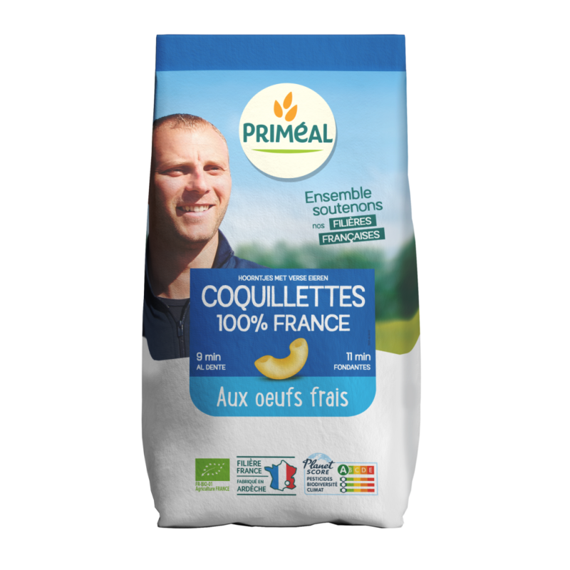 Coquillettes aux œufs bio 500g Priméal France Priméal  dans votre magasin bio en ligne Etiketbio.eu