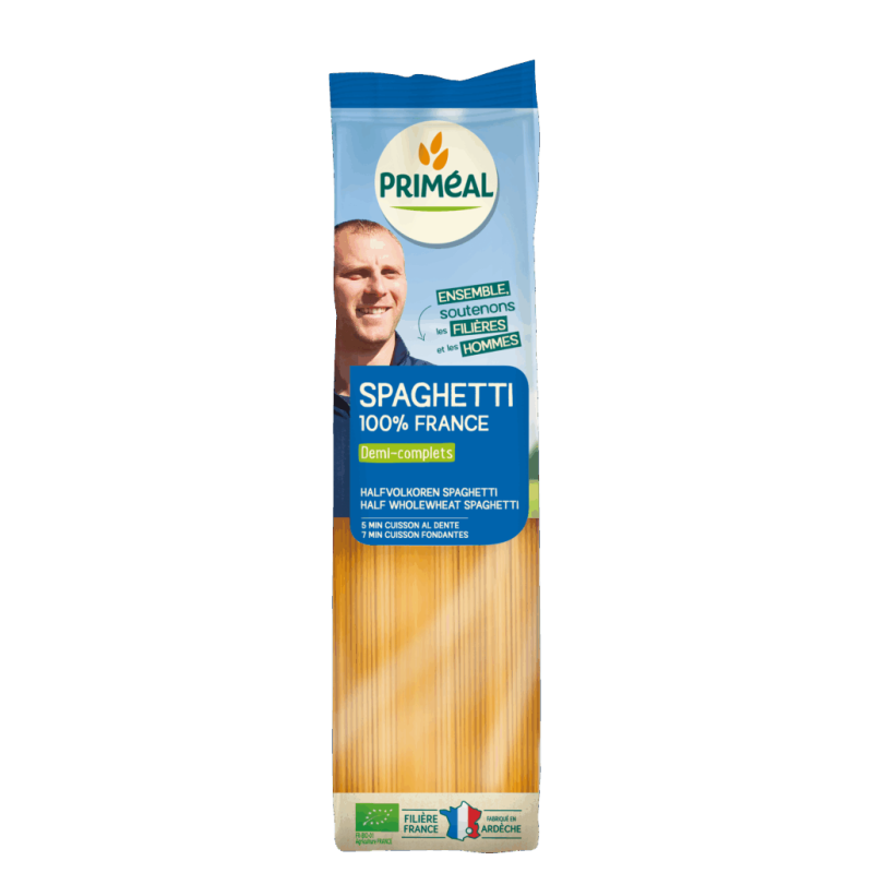 Spaghettis demi-complets bio 500g Priméal France Priméal  dans votre magasin bio en ligne Etiketbio.eu