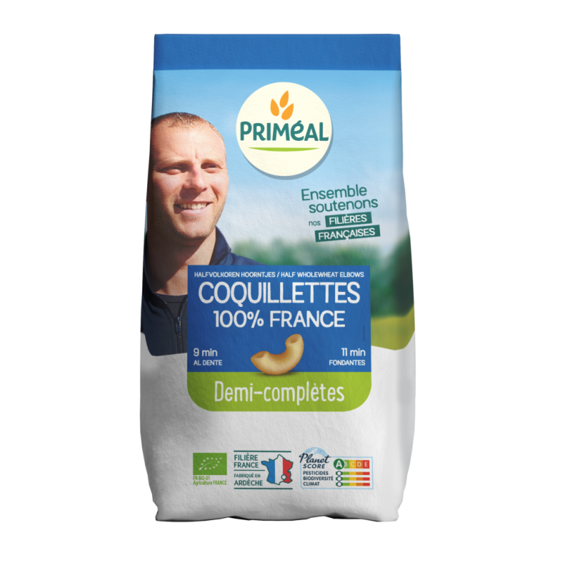 Coquillettes 1/2 complètes bio 500g Priméal France Priméal  dans votre magasin bio en ligne Etiketbio.eu