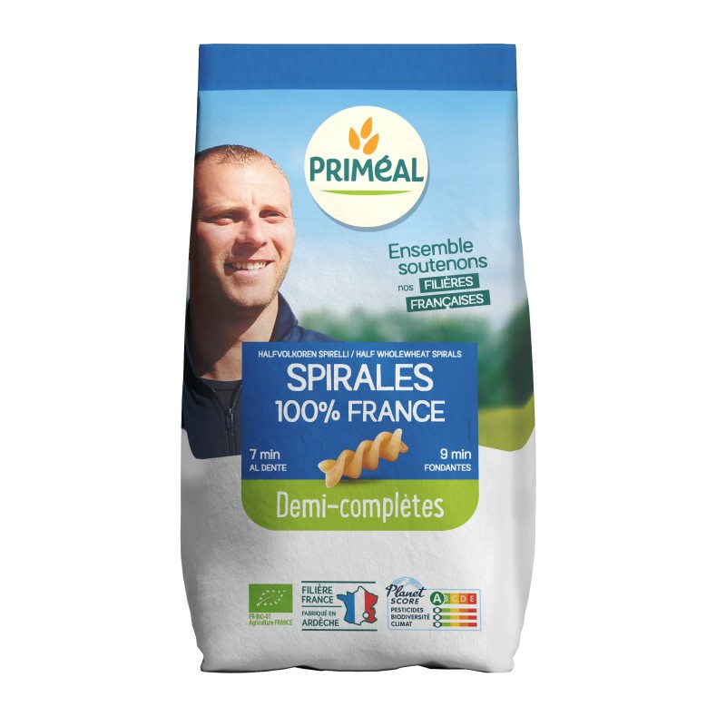 Spirales demi-complètes bio 500g Priméal France Priméal  dans votre magasin bio en ligne Etiketbio.eu