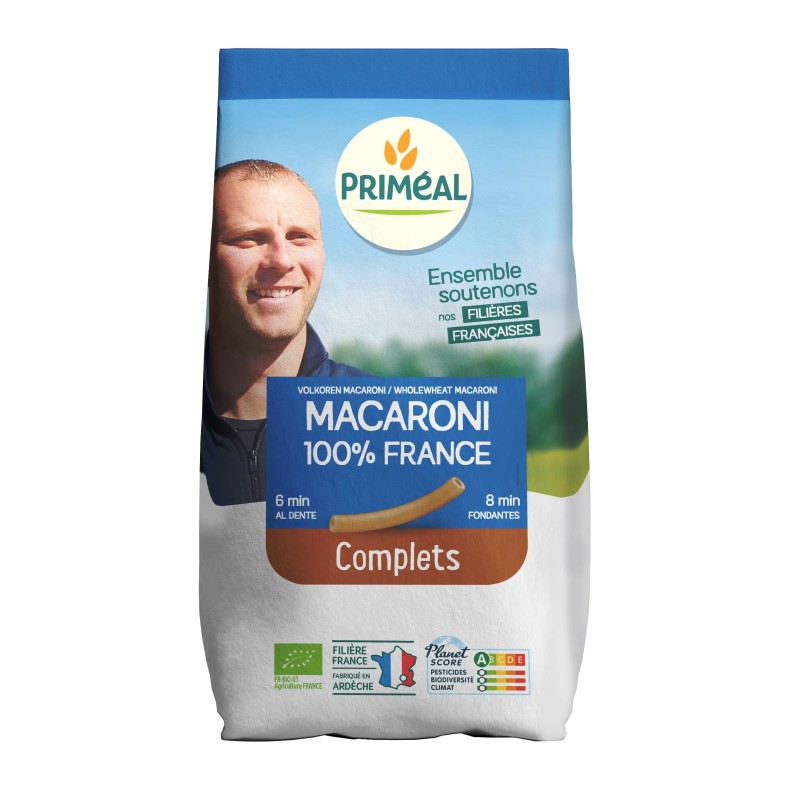 Macaronis complets bio 500g Priméal - Blé complet