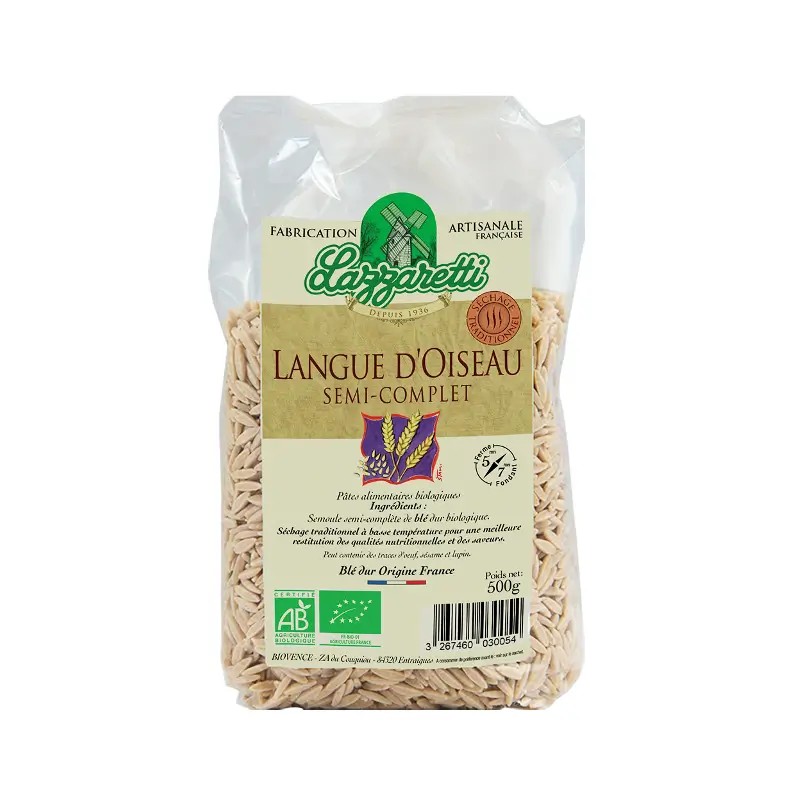 Pâtes langue d’oiseau bio 500g Lazzaretti Lazaretti  dans votre magasin bio en ligne Etiketbio.eu
