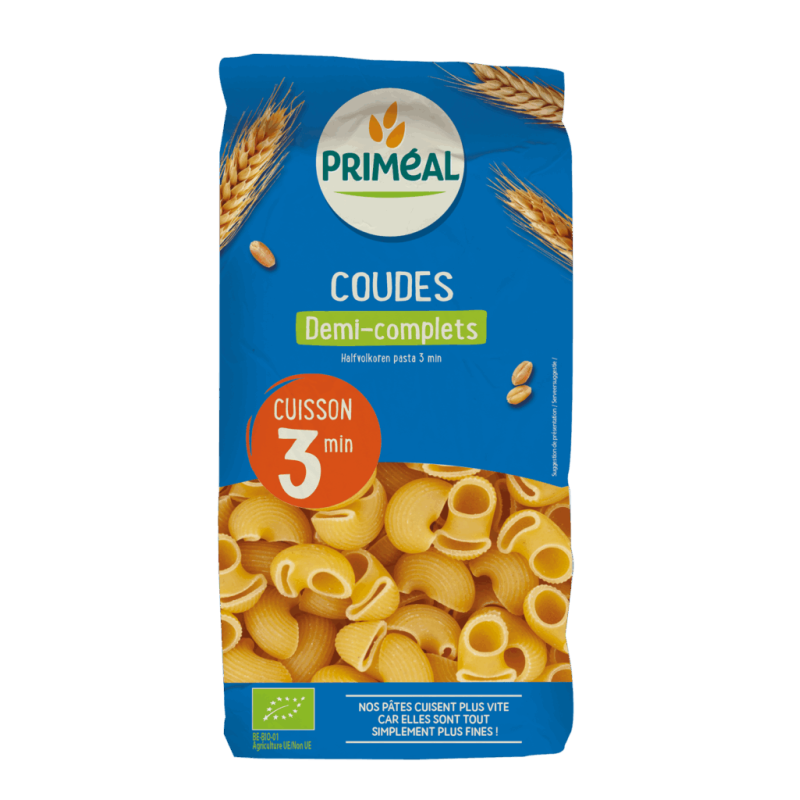 Coquillettes demi-complètes 3 min bio Priméal Priméal  dans votre magasin bio en ligne Etiketbio.eu