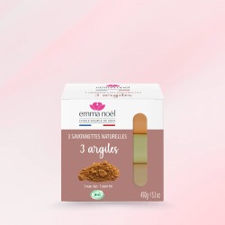 Savonnettes 3 Argiles Bio 3x150g Emma Noël Emma Noël  dans votre magasin bio en ligne Etiketbio.eu