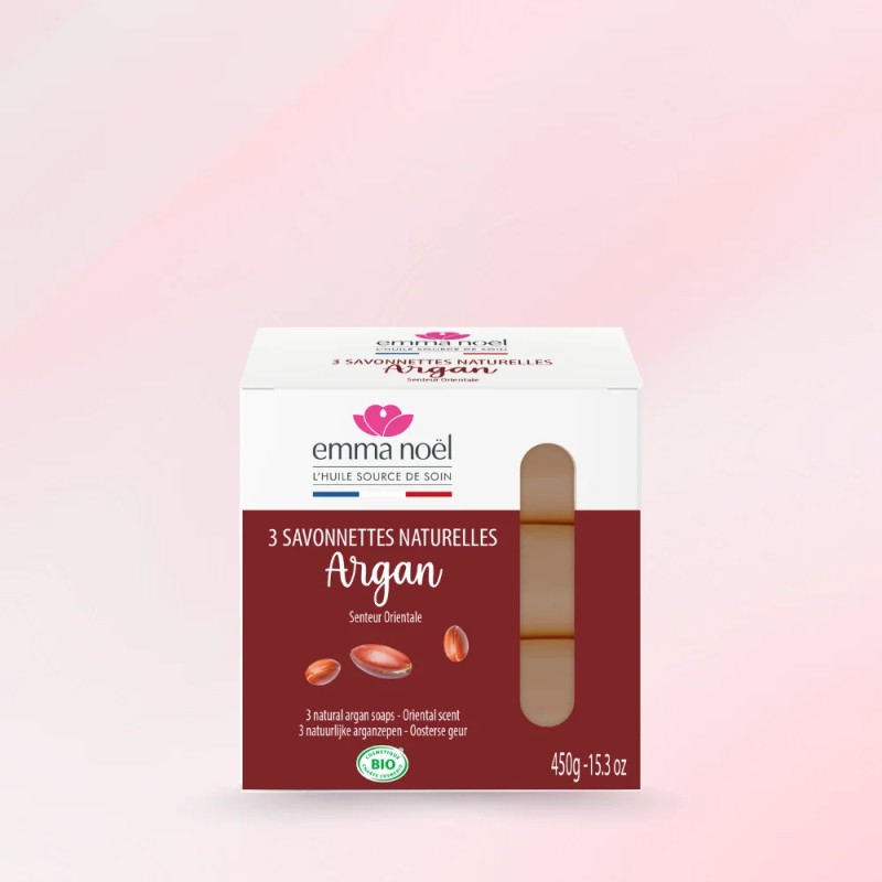 Savonnettes Argan Bio 3x150g Emma Noël Emma Noël  dans votre magasin bio en ligne Etiketbio.eu