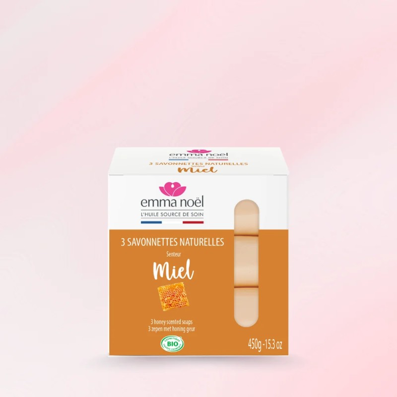 Savonnettes Miel Bio 3x150g Emma Noël Emma Noël  dans votre magasin bio en ligne Etiketbio.eu