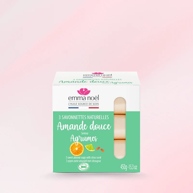 Savonnettes Amande Douce Bio 3x150g Emma Noël Emma Noël  dans votre magasin bio en ligne Etiketbio.eu