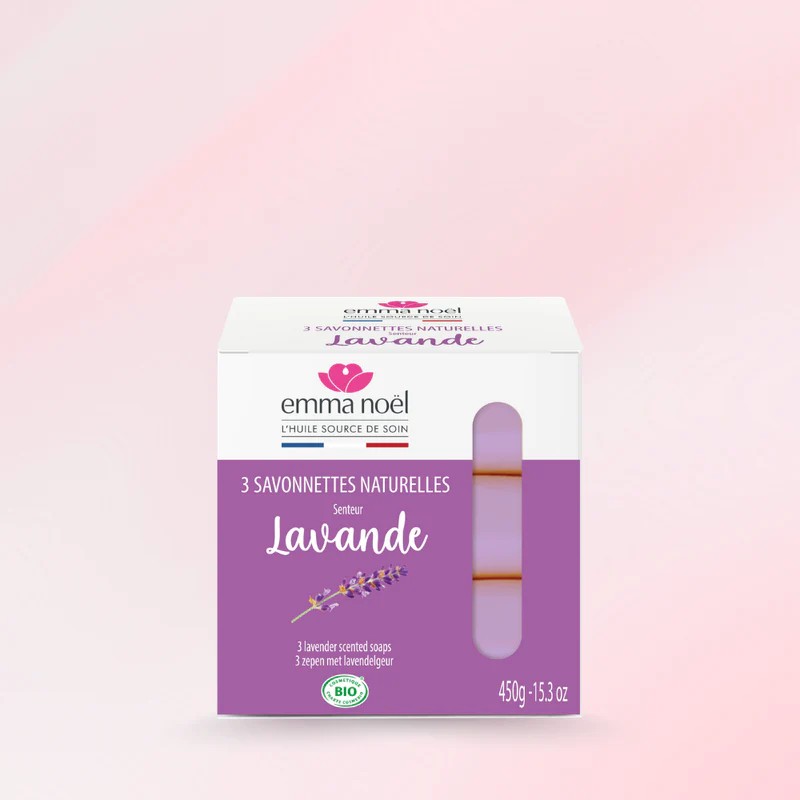 Savonnettes Lavande Bio 3x150g Emma Noël Emma Noël  dans votre magasin bio en ligne Etiketbio.eu