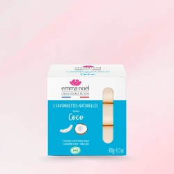 Savonnettes Coco Bio 3x150g Emma Noël Emma Noël  dans votre magasin bio en ligne Etiketbio.eu