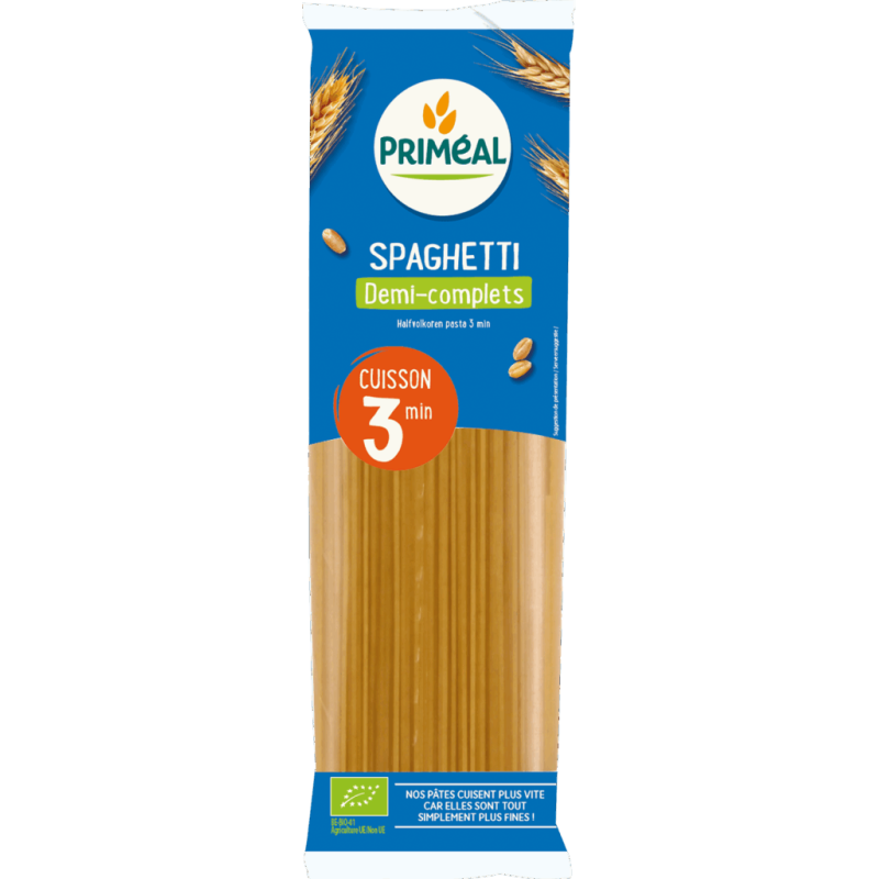 Spaghettis demi-complets 3 min bio Priméal Priméal  dans votre magasin bio en ligne Etiketbio.eu