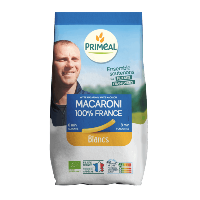 Macaronis blancs bio 500g filière France Priméal Priméal  dans votre magasin bio en ligne Etiketbio.eu