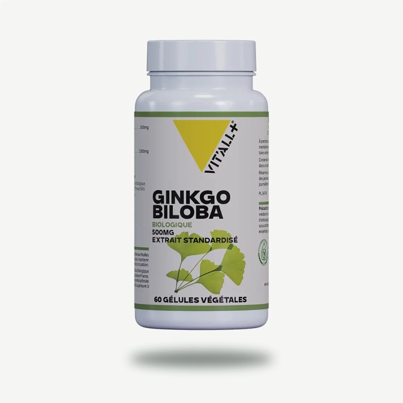 Ginkgo biloba bio 500 mg 60 gélules Vit’all+ Vit'all +  dans votre magasin bio en ligne Etiketbio.eu