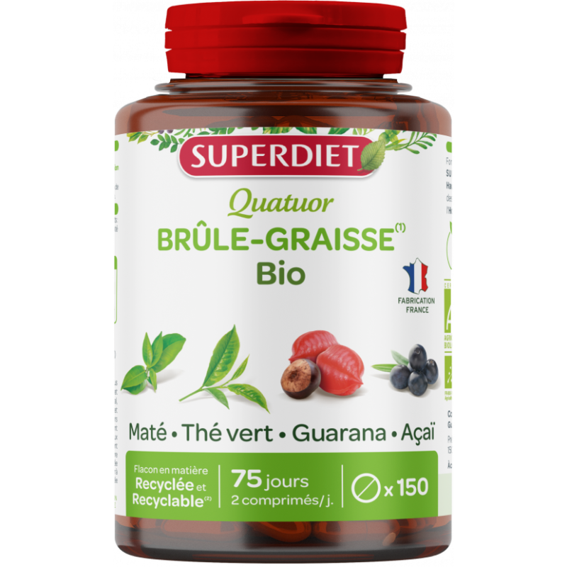 Quatuor Maté Brûle-Graisse Bio 150 comprimes Super Diet