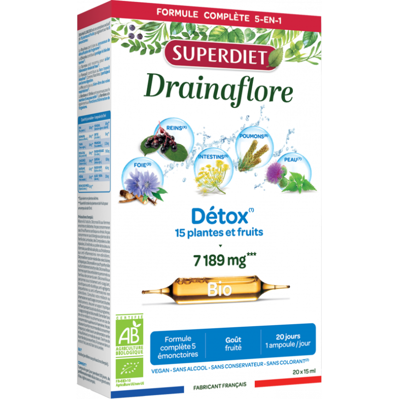 Drainaflore Bio 20 ampoules Super Diet