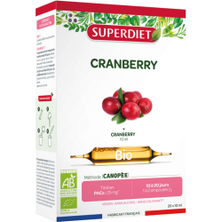 Cranberry bio 20 ampoules Super Diet Super Diet  dans votre magasin bio en ligne Etiketbio.eu