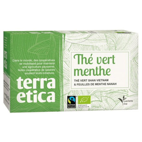 The vert menthe 20 sachets Terra Etica  dans votre magasin bio en ligne Etiketbio.eu