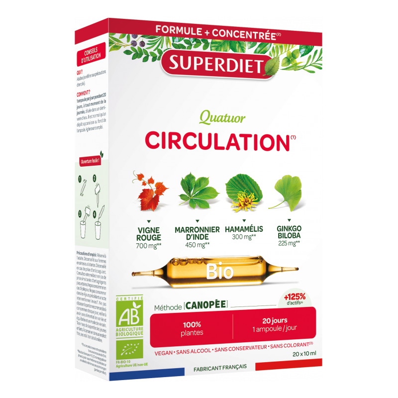 Quatuor Circulation bio 20 ampoules – Jambes légères Super Diet  dans votre magasin bio en ligne Etiketbio.eu