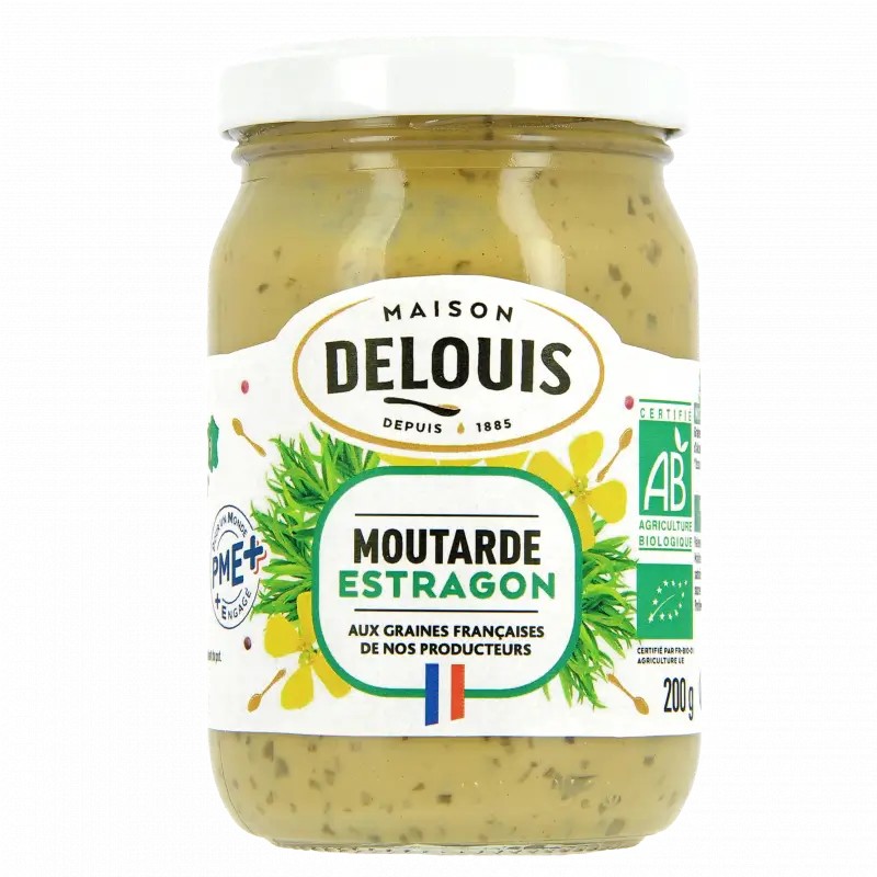 Moutarde à l'estragon bio 200g Delouis