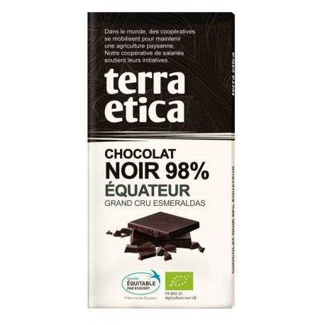 TABLETTES CHOCOLAT NOIR 98% 100G | TERRA ETICA | Acheter sur Etiket...