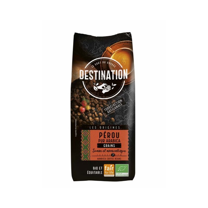 Café Pérou grains 1kg bio - Destination Destination  dans votre magasin bio en ligne Etiketbio.eu