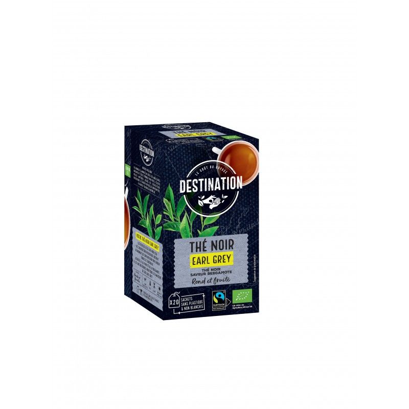Thé noir Earl Grey 50 sachets - Destination Destination  dans votre magasin bio en ligne Etiketbio.eu