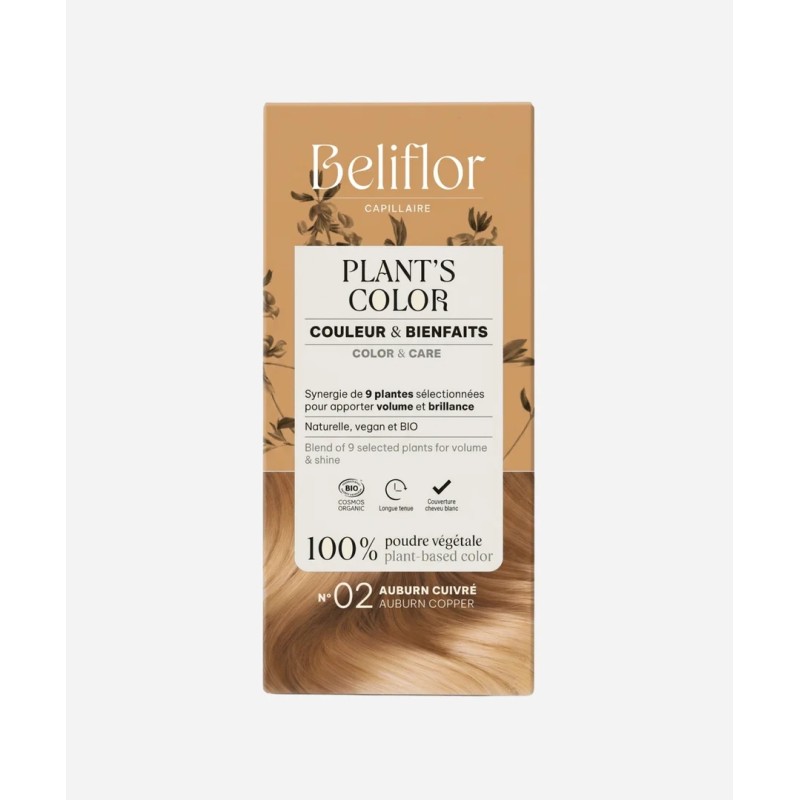 Coloration végétale n°2 Auburn Cuivré Beliflor Beliflor  dans votre magasin bio en ligne Etiketbio.eu