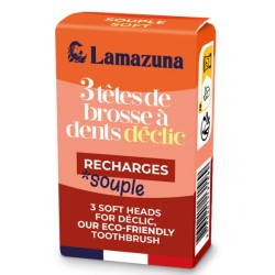 3 têtes de brosse à dents souple Déclic Lamazuna  dans votre magasin bio en ligne Etiketbio.eu