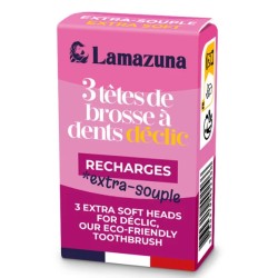 3 têtes de brosse à dents extra souple Déclic Lamazuna  dans votre magasin bio en ligne Etiketbio.eu