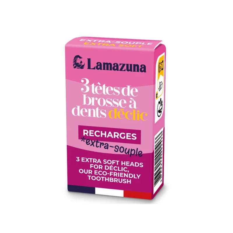 3 têtes de brosse à dents extra souple Déclic Lamazuna  dans votre magasin bio en ligne Etiketbio.eu