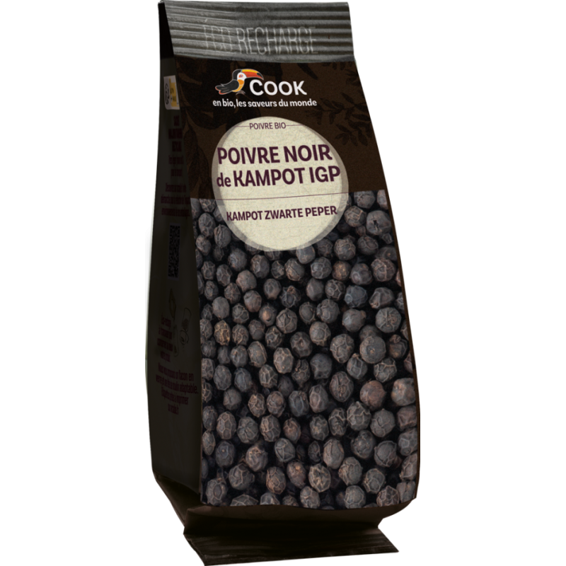 Éco-recharge poivre noir de Kampot IGP 45g Cook  dans votre magasin bio en ligne Etiketbio.eu